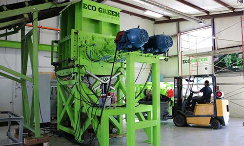 New ECO Green Equipment’s primary tire shredder available in stock for immediate purchase