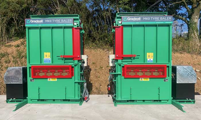 Gradeall upgrades MKII tire baler with remote monitoring system